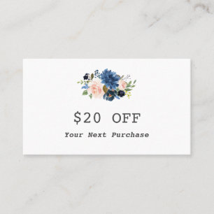 Modern Watercolor Blue Rosa Blommigt Makeup Artist Rabattkort