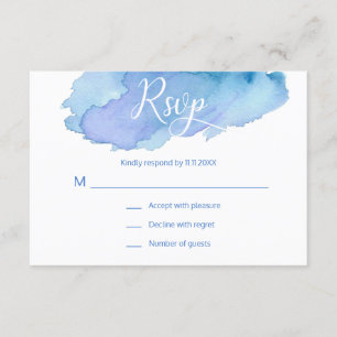 Modern Watercolor Blue Teal Turcos OSA Bröllop Kort