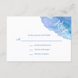 Modern Watercolor Blue Teal Turcos OSA Bröllop Kort