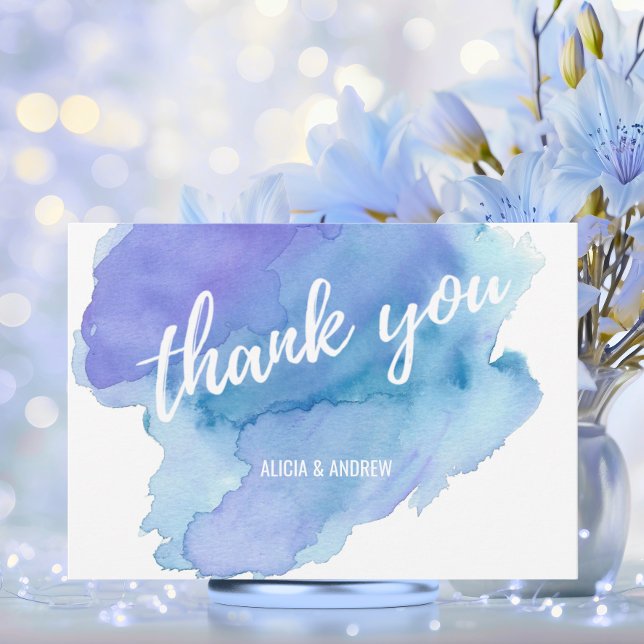 Modern Watercolor Blue Teal Turcos TACK (Modern Watercolor Blue Teal Turquoise THANK YOU)