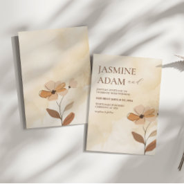 Modern Watercolor Boho Blommigt Autumn Bröllop Inbjudningar