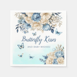 Modern Watercolor Boho Blue Butterfly-babydusch Pappersservett