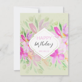 Modern Watercolor Boho Lilac-Blommigt Kort