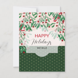 Modern Watercolor Boho Mistletoes Helgdag Kort