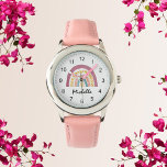 Modern Watercolor Boho Rainbow Anpassningsbar Girl Armbandsur<br><div class="desc">Modern Watercolor Boho Rainbow Anpassningsbar Girls Cute Watch</div>