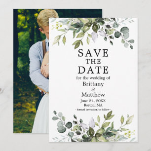 Modern Watercolor Botanical Greenery Photo Spara Datumet