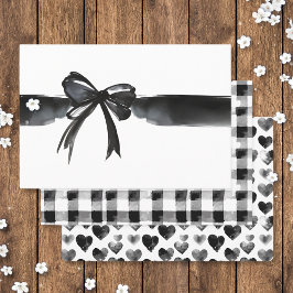 Modern Watercolor Bow Gingham Heart Bröllop Gift