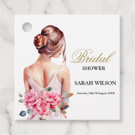 Modern Watercolor Bröllop Gown-Möhippa Gåvor Etiketter