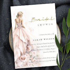 Modern Watercolor Bröllop Gown-Möhippa Inbjudningar