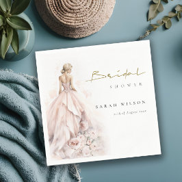 Modern Watercolor Bröllop Gown-Möhippa Pappersservett