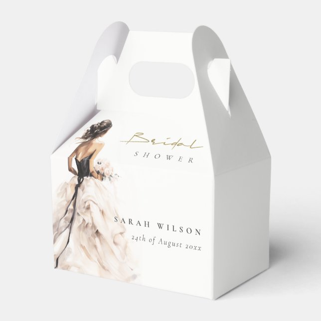 Modern Watercolor Bröllop Gown-Möhippa Presentaskar (Framsidan Sidan)