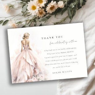 Modern Watercolor Bröllop Gown-Möhippa Tack Kort
