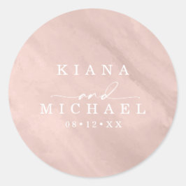 Modern Watercolor Bröllop Ro Guld ID816 Runt Klistermärke