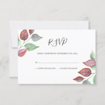 Modern Watercolor Burgundy Löv Foliage Bröllop