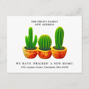 Modern Watercolor Cactus New Home Vi har flyttat Vykort