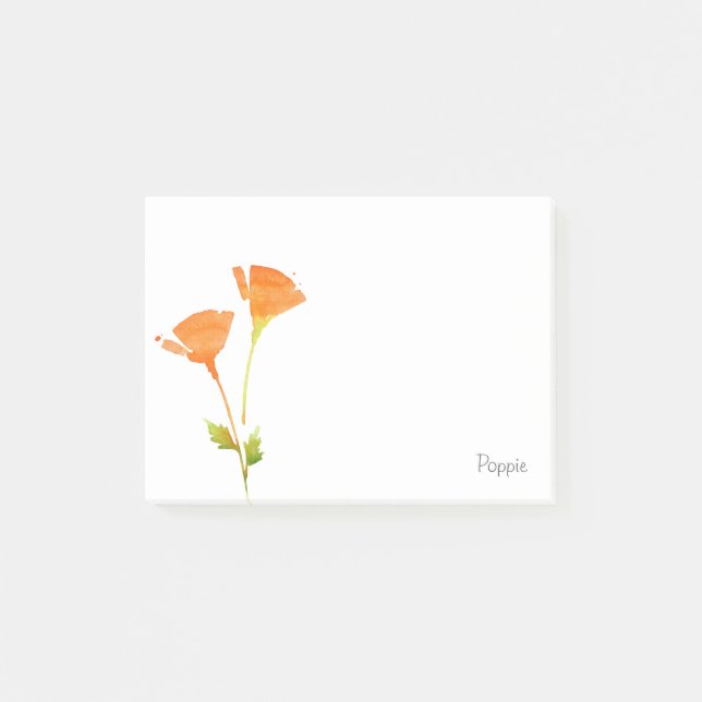 Modern Watercolor California Poppies Post-it Block (Framsida)