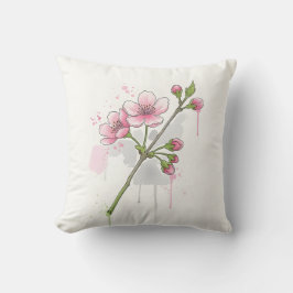 Modern Watercolor Cherry Blossom Branch Kudde