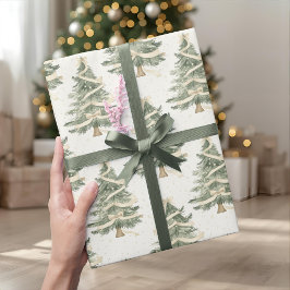 Modern Watercolor Christmas Tree Wrapping Paper Presentpapper