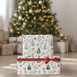 Modern Watercolor Christmas Wrapping Paper Presentpapper