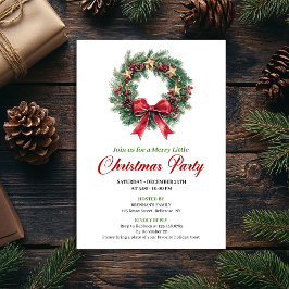 Modern Watercolor Christmas Wreath Party Card Inbjudningar