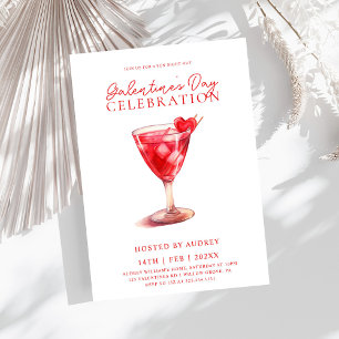 Modern Watercolor Cocktail Galentine's Day Party Inbjudningar