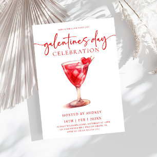 Modern Watercolor Cocktail Galentine's Day Party Inbjudningar