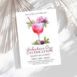 Modern Watercolor Cocktail Galentine's Day Party Inbjudningar
