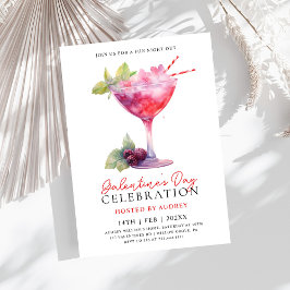 Modern Watercolor Cocktail Galentine's Day Party Inbjudningar