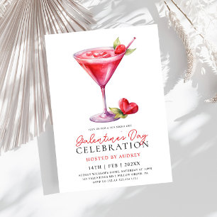 Modern Watercolor Cocktail Galentine's Day Party Inbjudningar