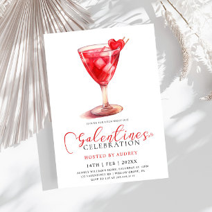 Modern Watercolor Cocktail Galentine's Day Party Inbjudningar
