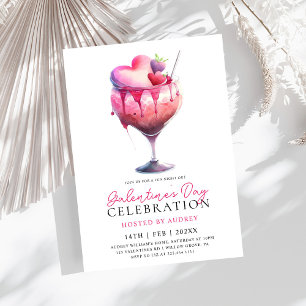 Modern Watercolor Cocktail Galentine's Day Party Inbjudningar