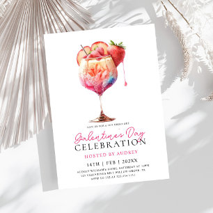 Modern Watercolor Cocktail Galentine's Day Party Inbjudningar