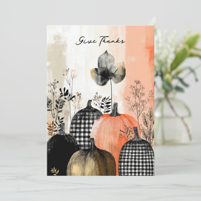 Modern Watercolor Collage Thanksgiving Card Julkort (Stående Fram)