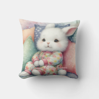 Modern Watercolor Cute Bunny Personalize Kudde