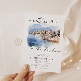 Modern Watercolor Destination Wedding Inbjudningar