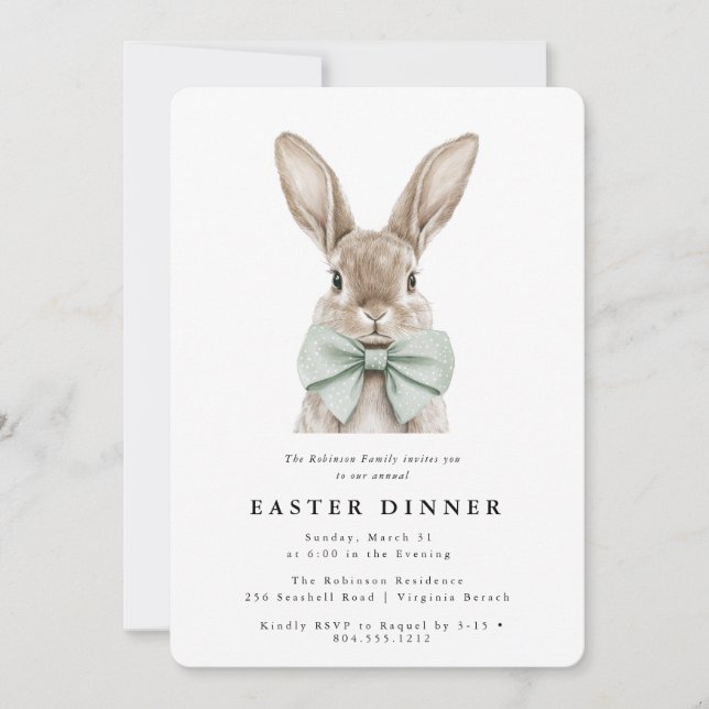 Modern Watercolor Easter Dinner  Invitation  Inbjudningar (Framsida)