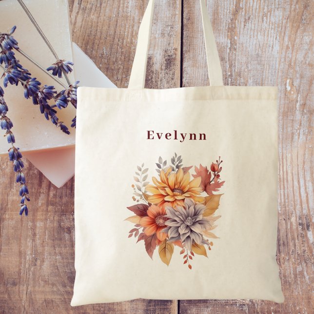 Modern Watercolor Elegant Fall Blommigt Bridesmaid Tygkasse (Skapare uppladdad)