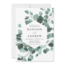 Modern Watercolor Eucalyptus Greenery Bröllop