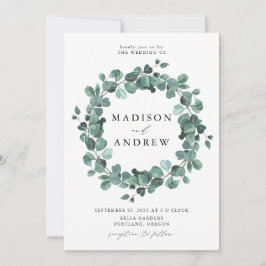 Modern Watercolor Eucalyptus Greenery Bröllop Inbjudningar