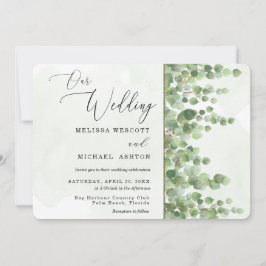 Modern Watercolor Eucalyptus Greenery Bröllop Inbjudningar