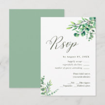 Modern Watercolor Eucalyptus Greenery Bröllop OSA