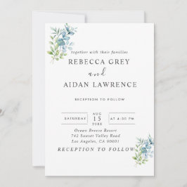 Modern Watercolor Eucalyptus Greenery Wedding Inbjudningar