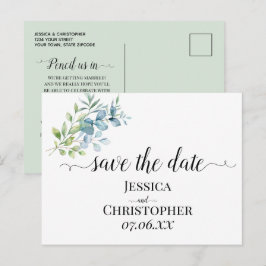 Modern Watercolor Eucalyptus Greenery Wedding Meddelande Vykort