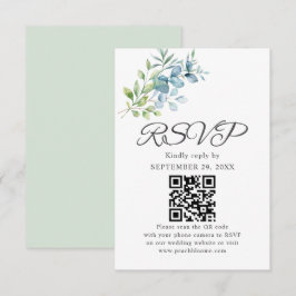 Modern Watercolor Eucalyptus Greenery Wedding OSA Kort