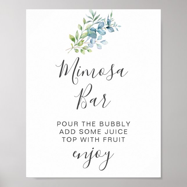 Modern Watercolor Eucalyptus Greenery Wedding Poster (Framsidan)