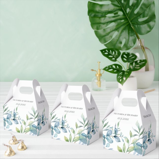 Modern Watercolor Eucalyptus Greenery Wedding Presentaskar (Multipel)