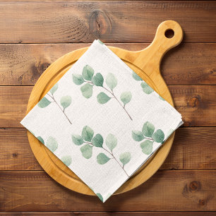Modern Watercolor Eucalyptus Grönt Mönster Kökshandduk
