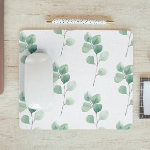 Modern Watercolor Eucalyptus Grönt Mönster Musmatta