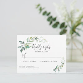 Modern Watercolor Eucalyptus Leaves Greenery OSA Kort