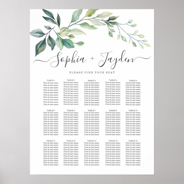 Modern Watercolor Eucalyptus Leaves Greenery Poster (Framsidan)